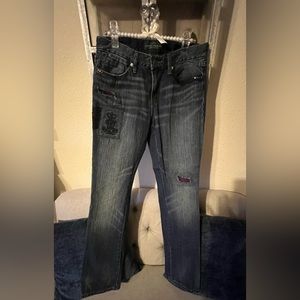 LRL Lauren Jeans CO, Dark Denim Patchwork; Size:4